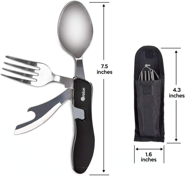 Steel Camping Spoon, Fork, Knife and Can/Bottle Opener