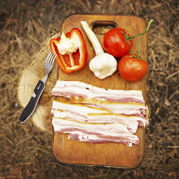 Steel Camping Spoon, Fork, Knife and Can/Bottle Opener