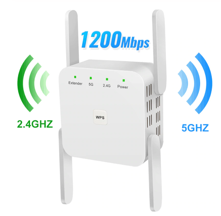 WIFI Repeater 2.4G 5G 1200mbps Router & Wireless Range Extender, 1
